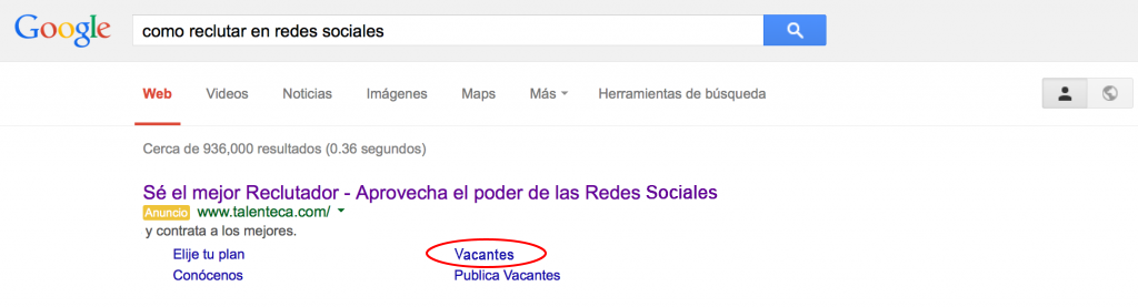 Ejemplo de extensiones en anuncios Google
