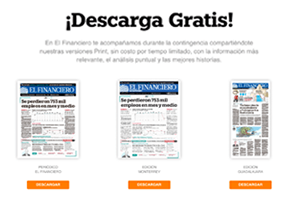Periódico El Financiero ofrece version impresa gratis - crisis COVID19